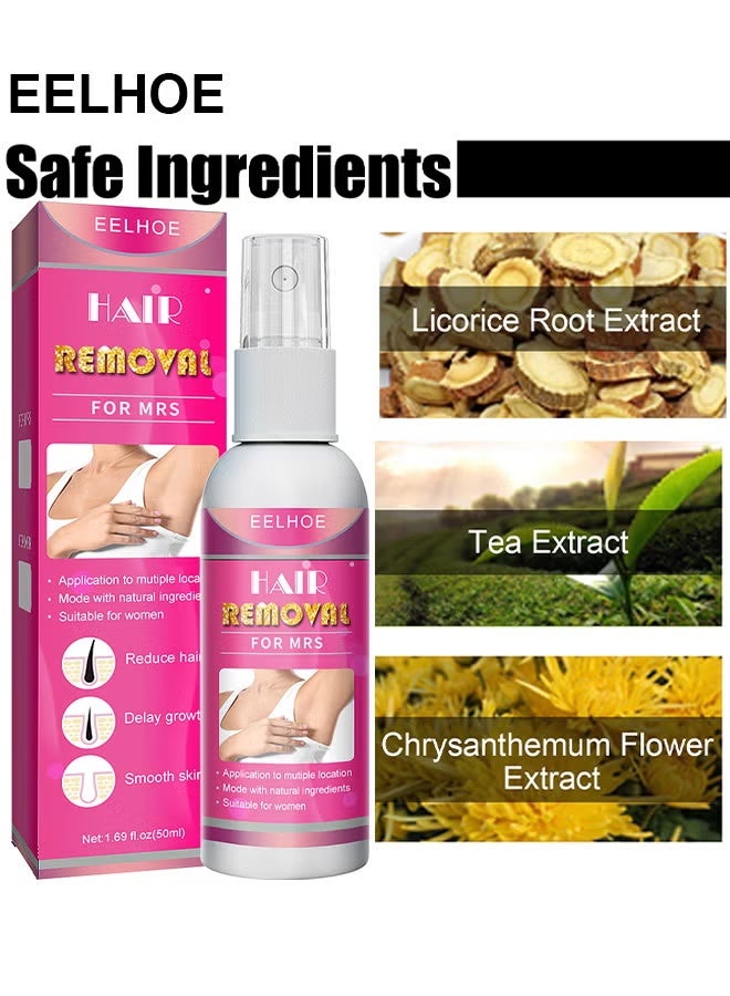 EELHOE Hair Removal Spray For Women, Painless Hair Removal Spray Armpit Gentle Hair Remover Refreshing Quick Hair Removal Spray, Gentle And Skin Friendly, Natural Ingredient Hair Removal Spray For Women 50ML - Image 3